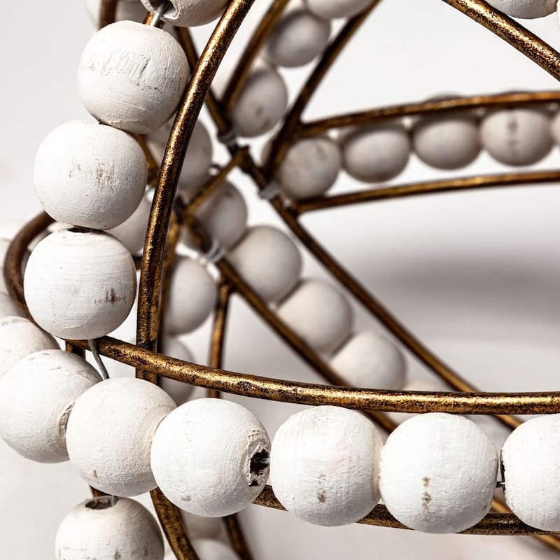 Espanlade I Small 9L x 9W White Wooden Beaded Orb