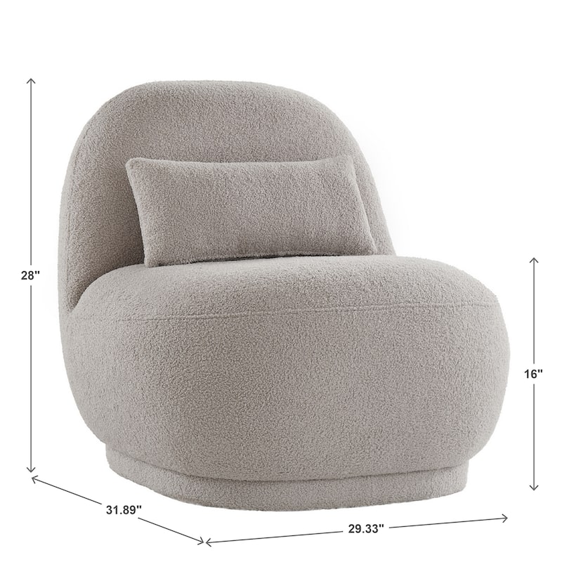 Willits Boucle Lounge Chair with Rounded Design and Lumbar Pillow by iNSPIRE Q Modern