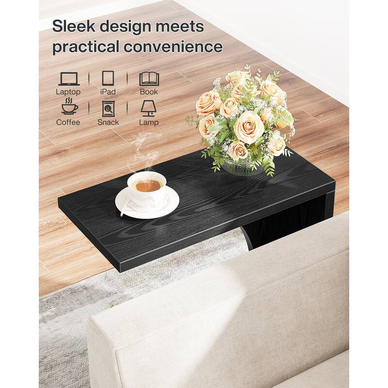 Wood 2-Tier C-Shaped ChairSide End Couch Table (Set of 2)