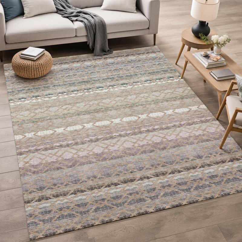 Machine Washable Indoor/ Outdoor Cabo Stripe Chantille Rug