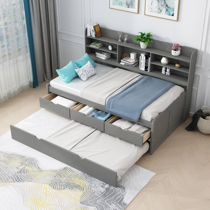 Twin Size Wooden Captain Bed