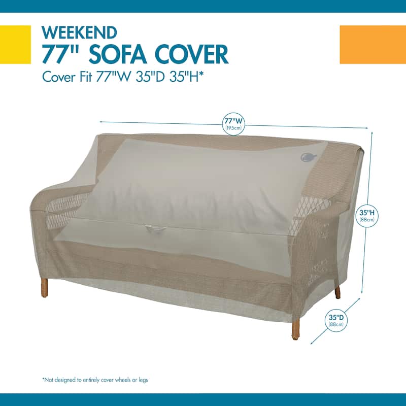 Duck Covers Weekend Water-Resistant 77 Inch Outdoor Sofa Cover with Integrated Duck Dome, Moon Rock