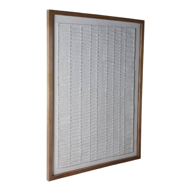 Paper Mache Wooden Frame Glass Wall Art - Ivory, 37x48 in.