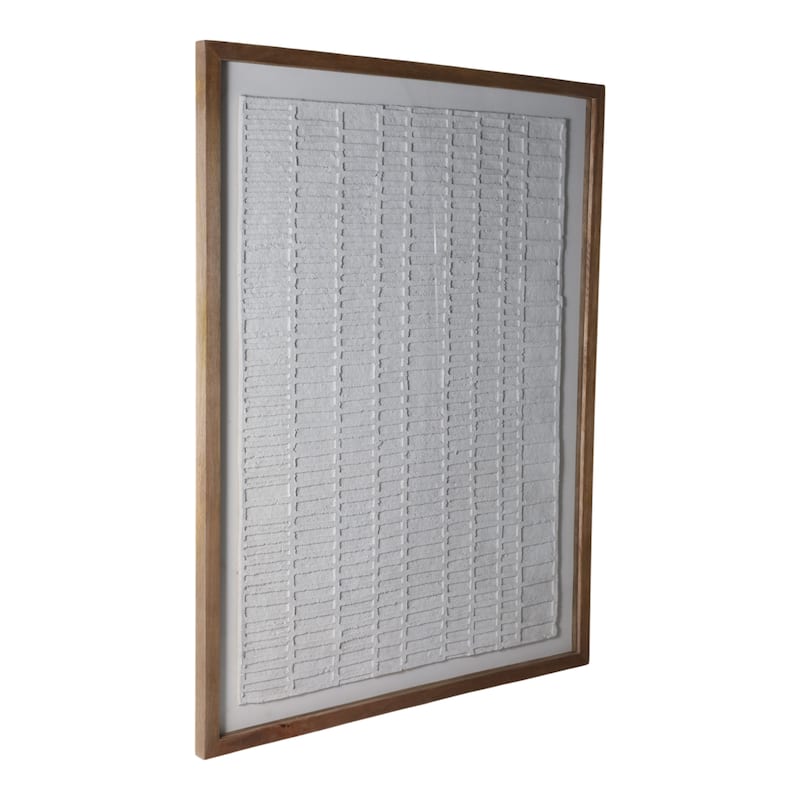 Wood Fabric Framed Art Textured Wall Decor Casual Design - 48" Ivory
