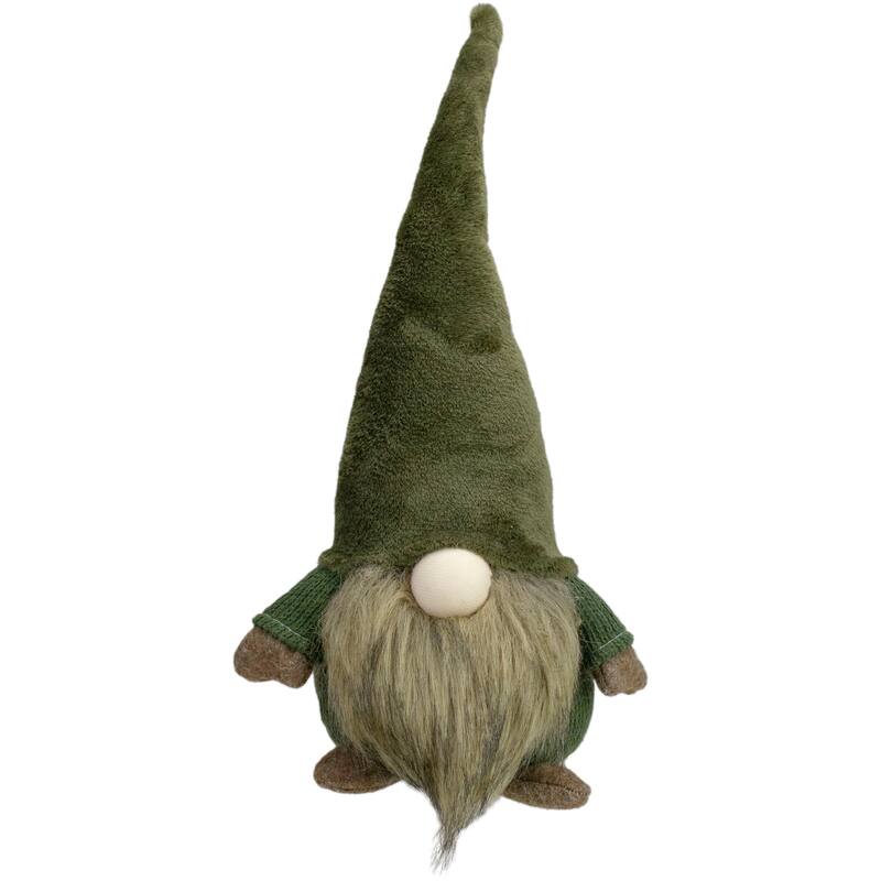 Chubby Sitting Gnome Christmas Figure - 17" - Green and Brown
