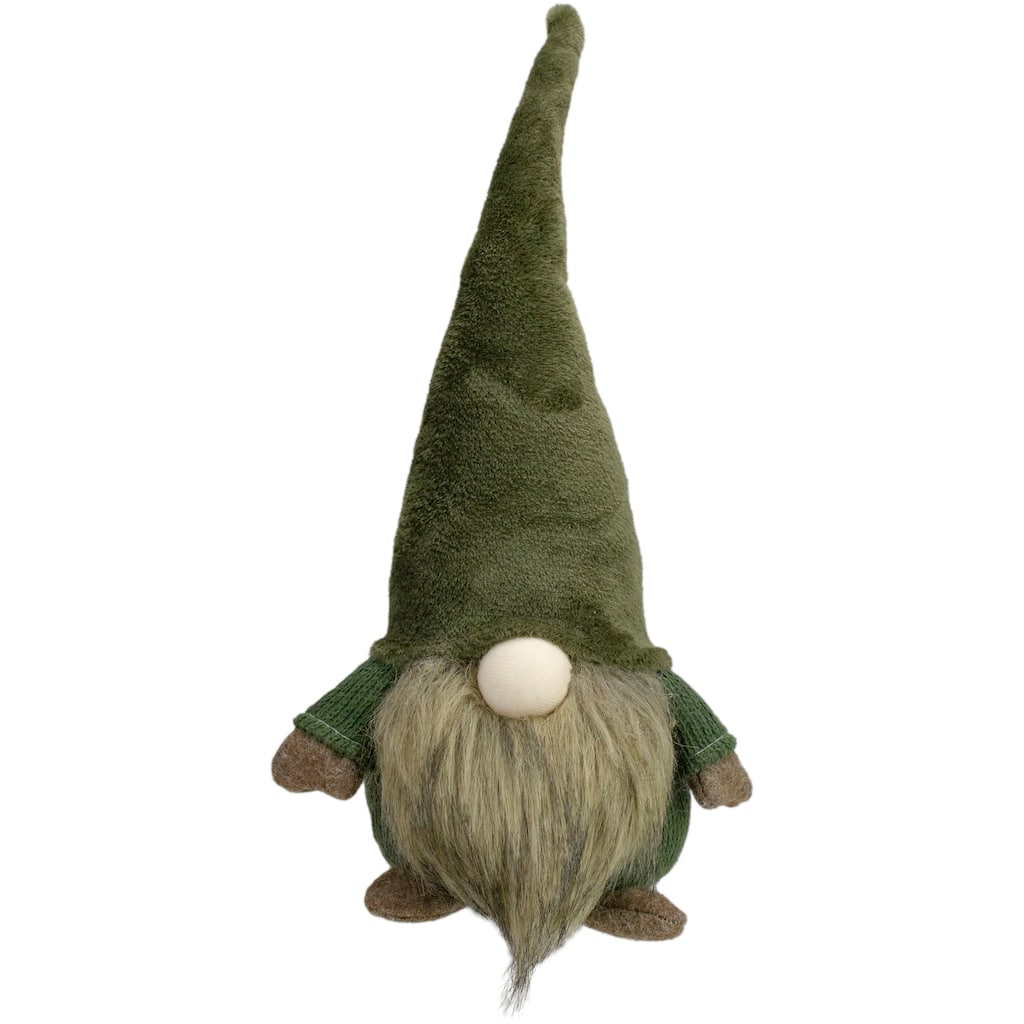 Chubby Sitting Gnome Christmas Figure - 17" - Green and Brown