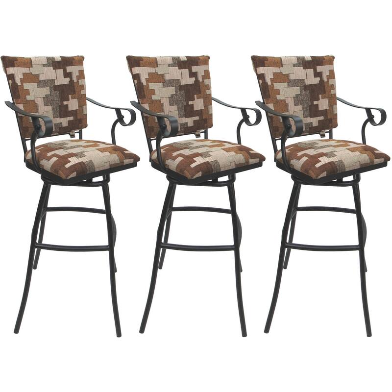 Set of 3 Outdoor Indoor Bar Stool Counter Extra Tall - Jenna PB Arms - Craftsman Terracotta - Gray - Counter Height
