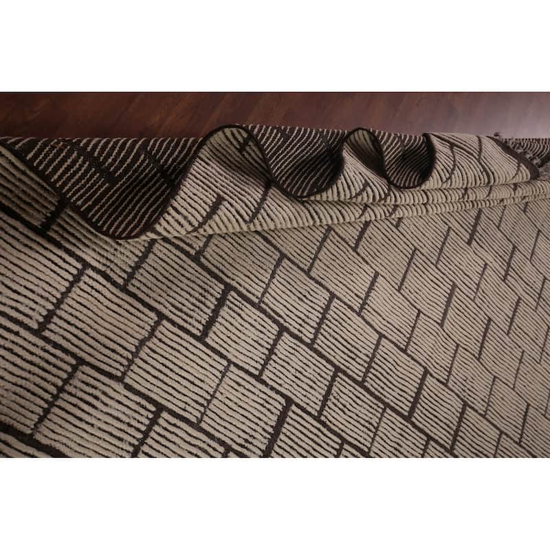 Modern Geometric Moroccan Large Area Rug Hand-Knotted Wool Carpet - 10'0"x 15'5"