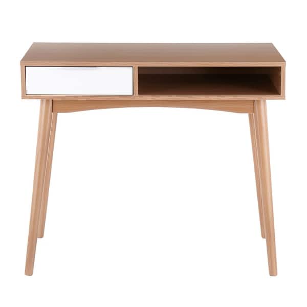 slide 9 of 9, Carson Carrington Stone Desk Natural Wood/White Wood
