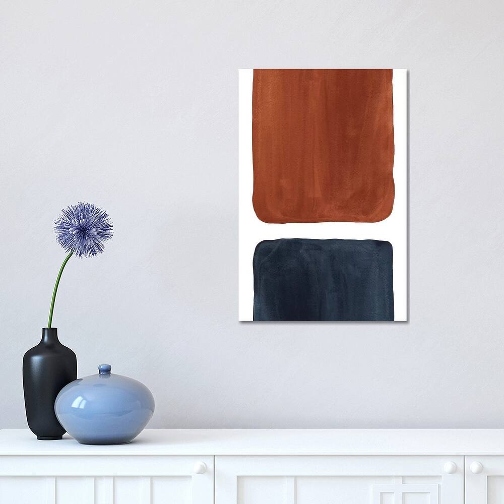 iCanvas "Navy Blue And Terracotta Geometric Watercolor" by Whales Way Canvas Print