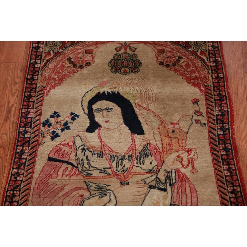 Antique Vegetable Dye Kerman Ravar Persian Rug Handmade Wool Carpet - 1'11" x 2'6"