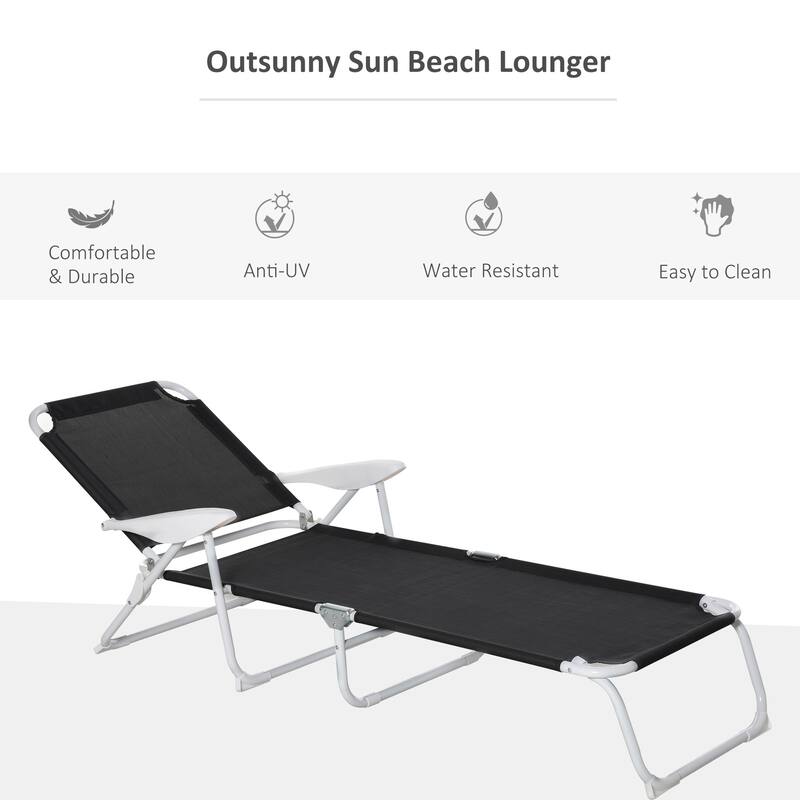 Outdoor sun loungers with adjustable folding armrests