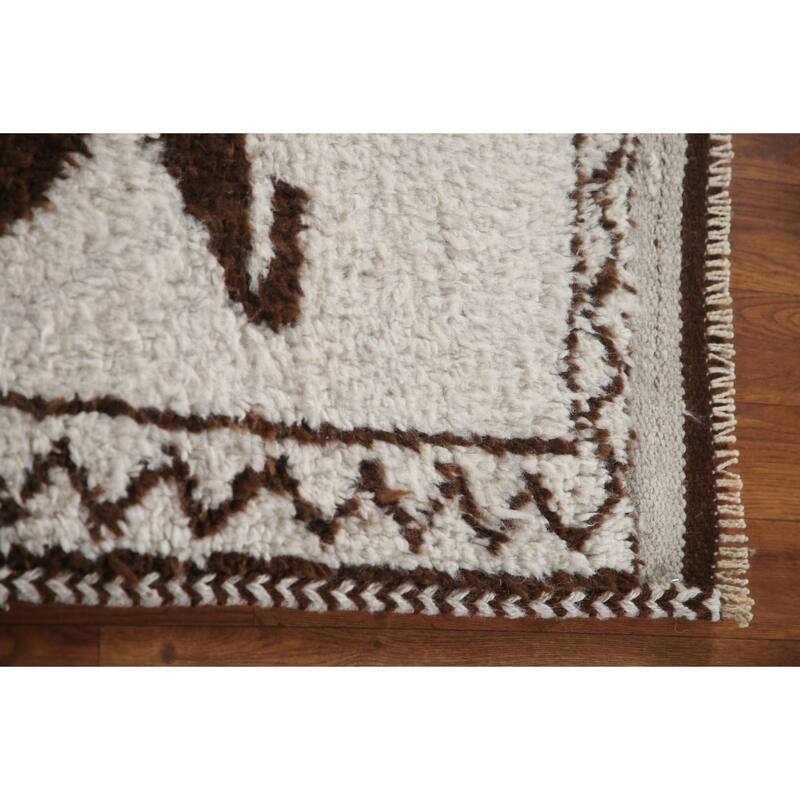 Natural Dye Beige Tribal Anatolian Runner Rug Hand-knotted Wool Carpet - 3'2"x 10'9"