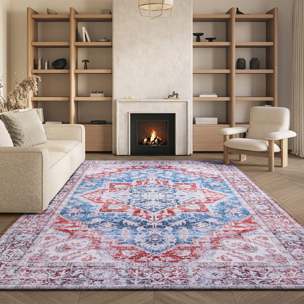 SAFAVIEH Tucson Machine Washable Slip Resistant Era Traditional Rug