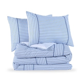 Amelia Cotton Stripe Comforter Set Whipstitch Polyester Fill