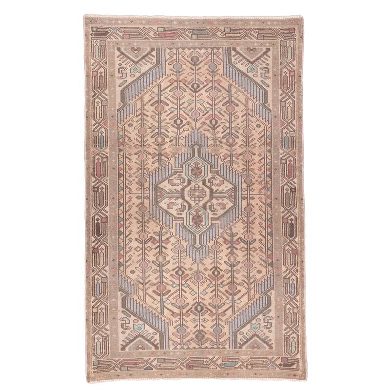 ECARPETGALLERY Hand-knotted Antalya Vintage Beige Wool Rug - 2'6 x 4'0