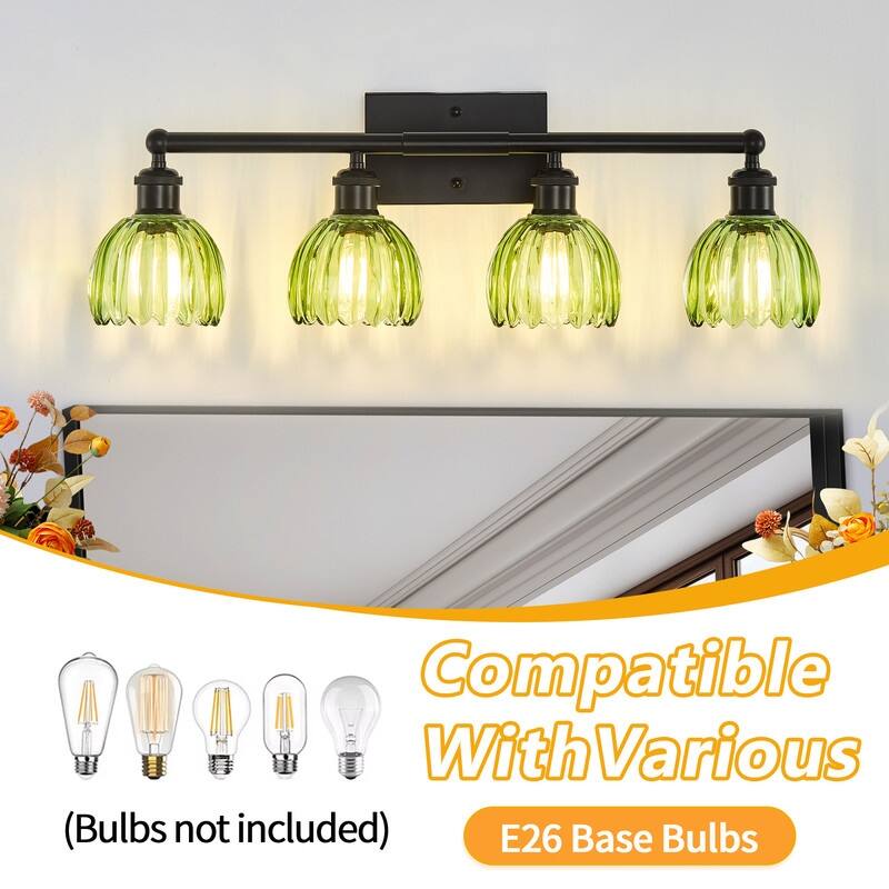 Modern Vintage Bathroom Vanity Light - Patterned Glass Shade E26 Bulb Base