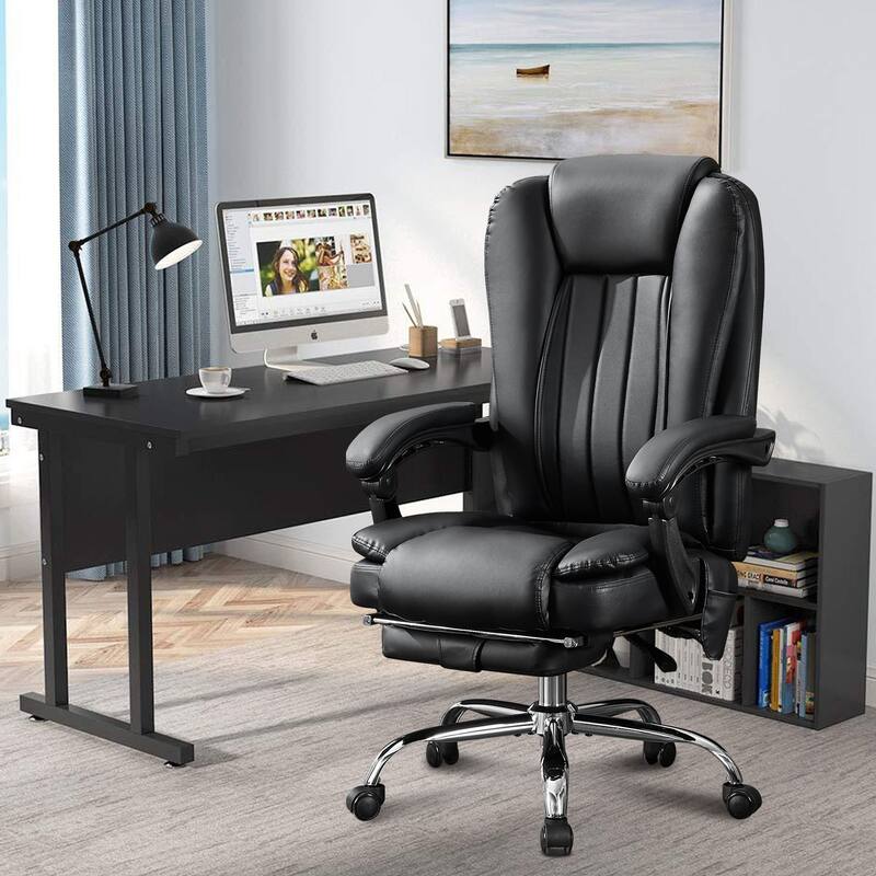 Modern Massage Office Heavy Chair Executive Office Chair with 6 Vibration Points, Foot Rest and Padded Armrests, for Office