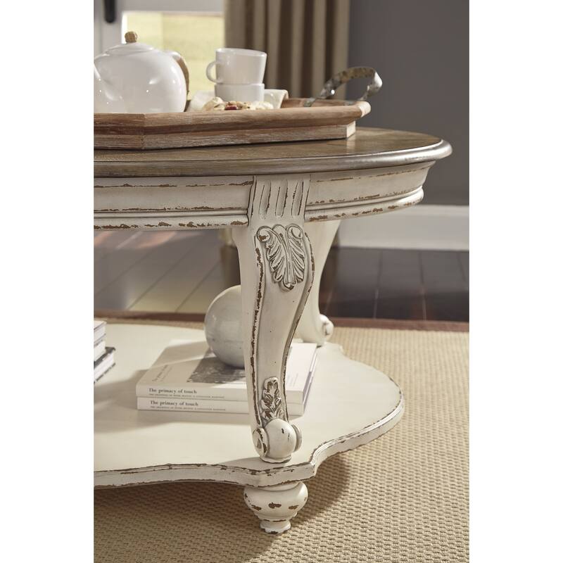 Signature Design by Ashley Realyn White/Brown 3-Piece Occasional Table Package - 48.13" W x 34" D x 19.88" H