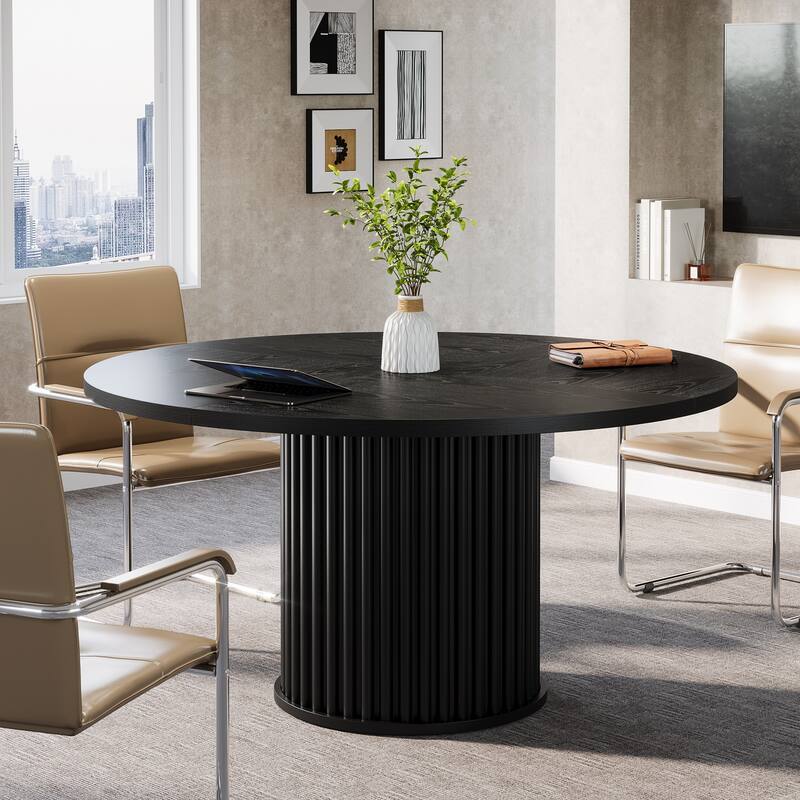 47 Inch Round Conference Table with Metal Base - 47.24" W x 47.24" D x 29.92" H