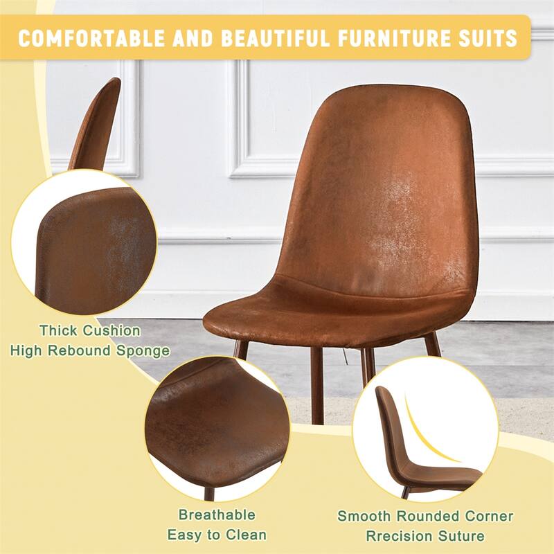 Dining Chairs,Suede Backrest and Metal Legs Combined Chairs,4 PCS