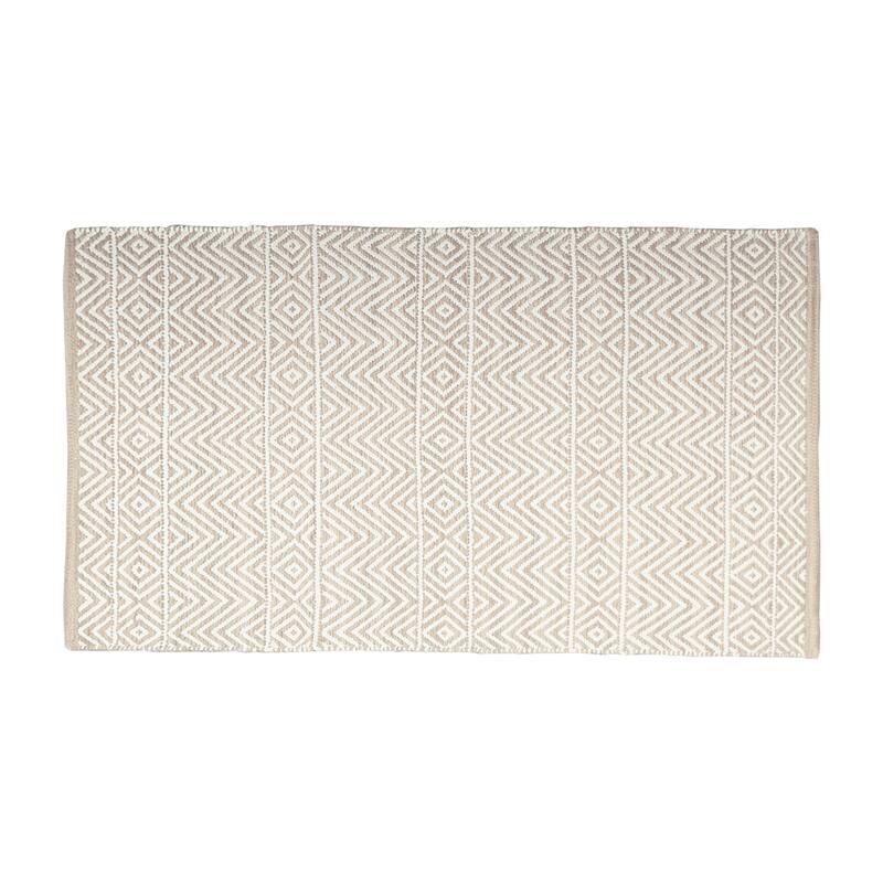 Fabstyles Herringbone Flatweave Cotton Area Rag Rug for Living Room - 26x48 - Beige