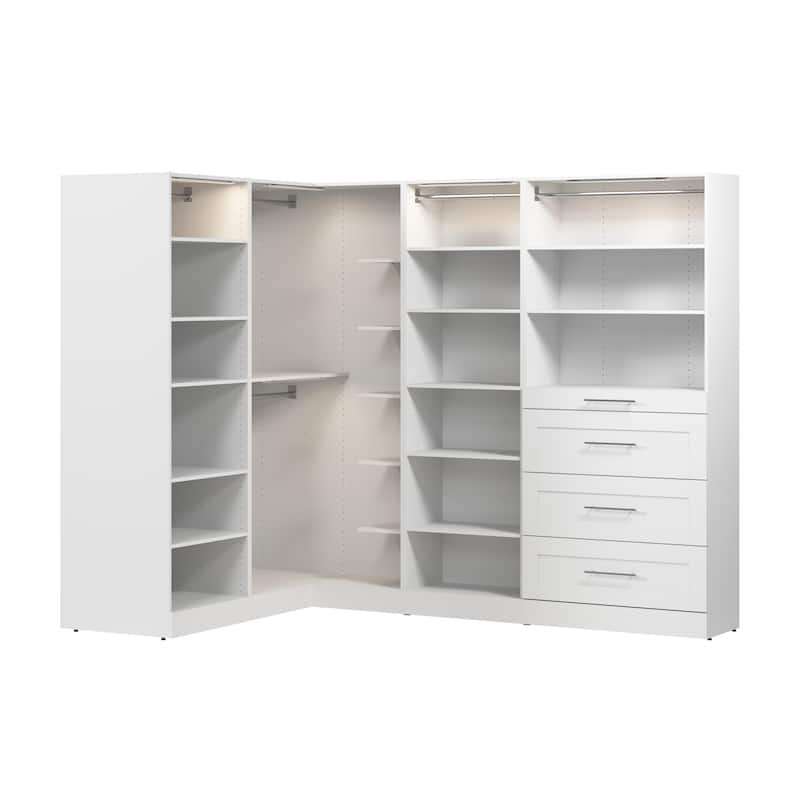 Bestar Florence 105W x 61D L Shaped Walk-In Closet System, Shaker