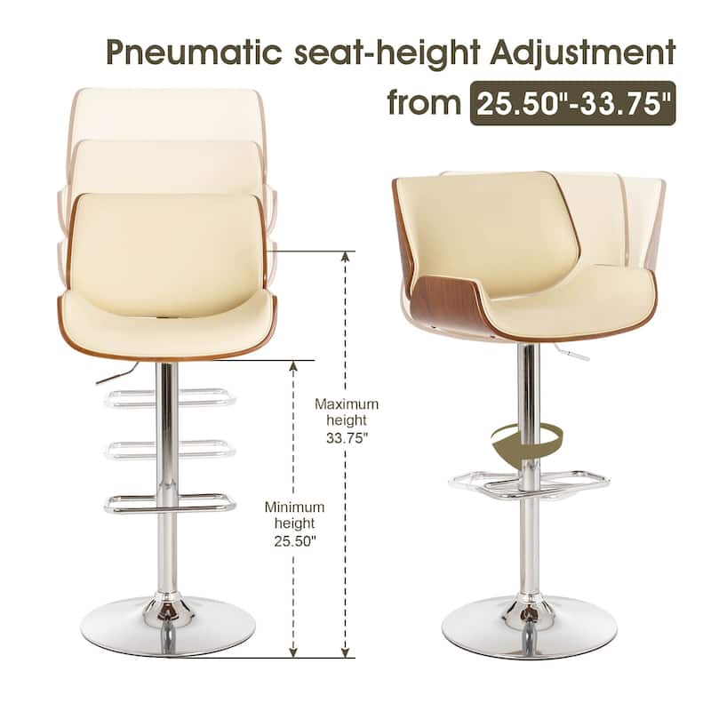 Glitzhome 46"H Mid-Century Modern Adjustable Swivel Bar Stool Set of 2