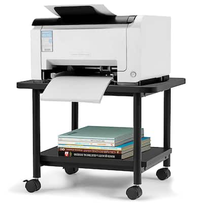 2 Tier Rolling Printer Cart Storage Stand Under Desk with Casters