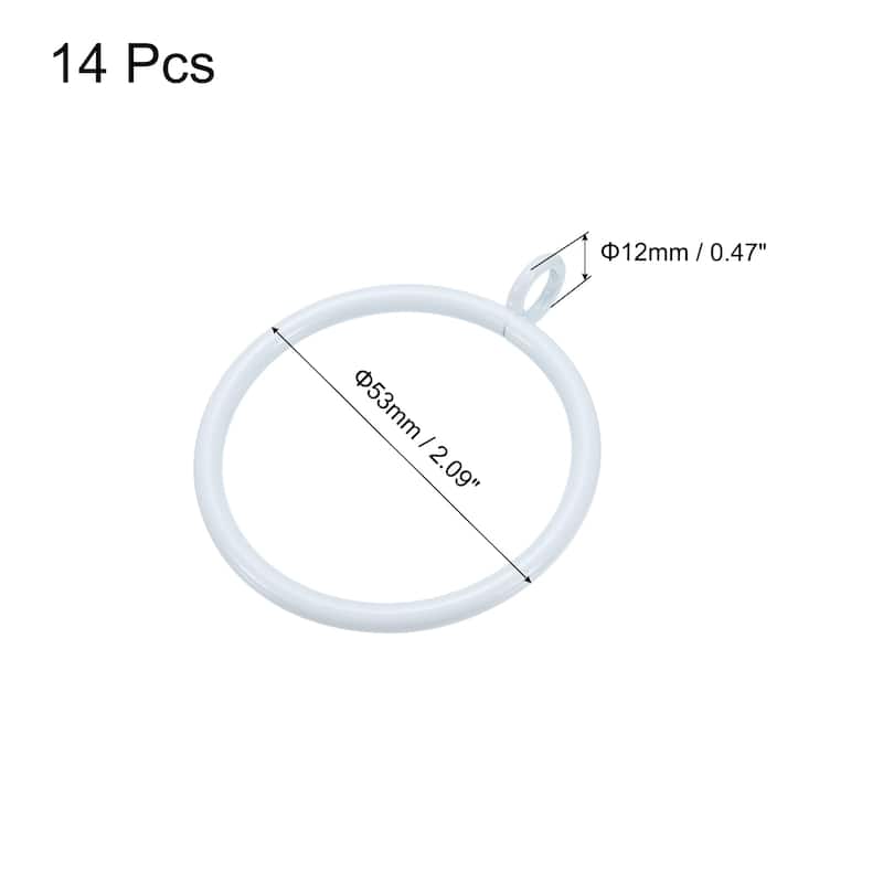 14 PCS Curtain Rod Rings with Eyelets Rings - White - 1.8 Inch