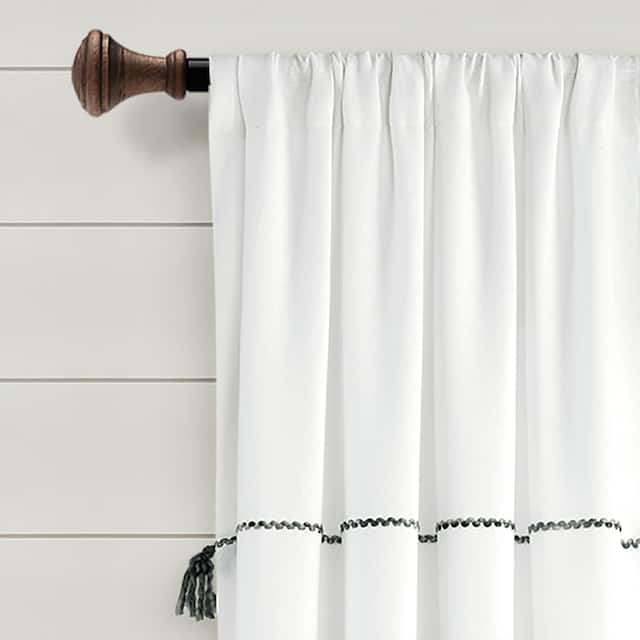 Lush Decor Farmhouse Boho Stripe Woven Tassel Yarn Dyed Cotton Window Curtain Panel Pair