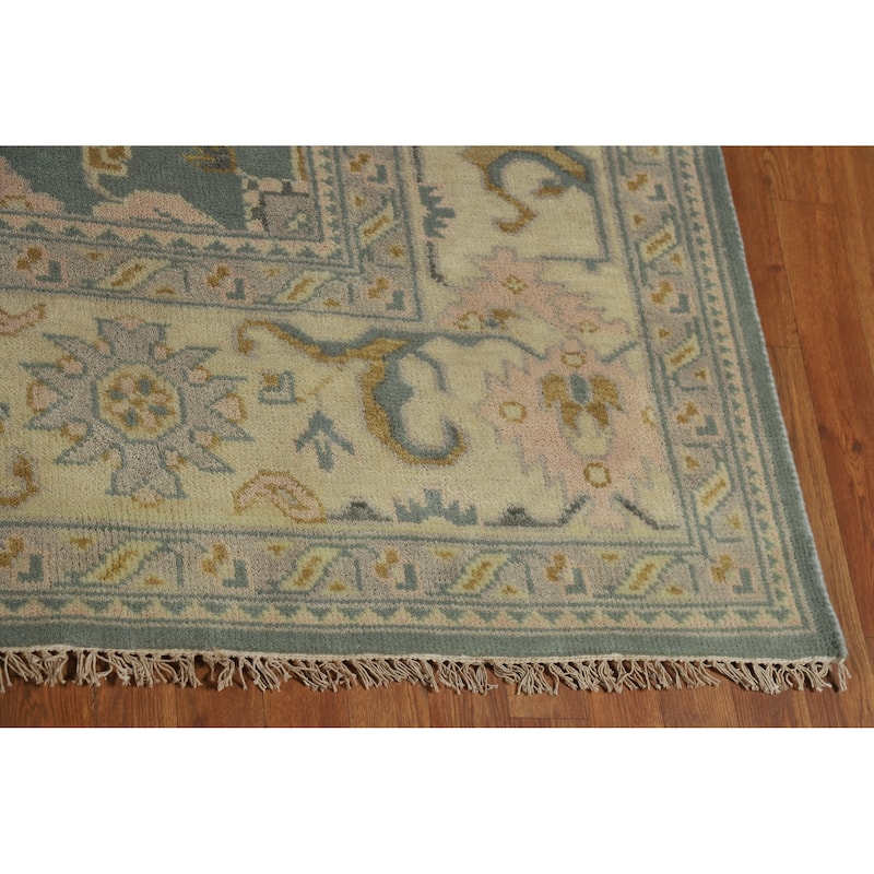 Blue Oushak Indian Area Rug Handmade Transitional Wool Carpet - 8'0" x 10'0"