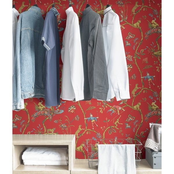red chinoiserie wallpaper uk