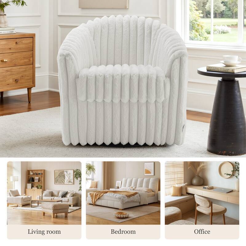 Modern Cotton Flannel Swivel Accent Chair Plush Barral Chair