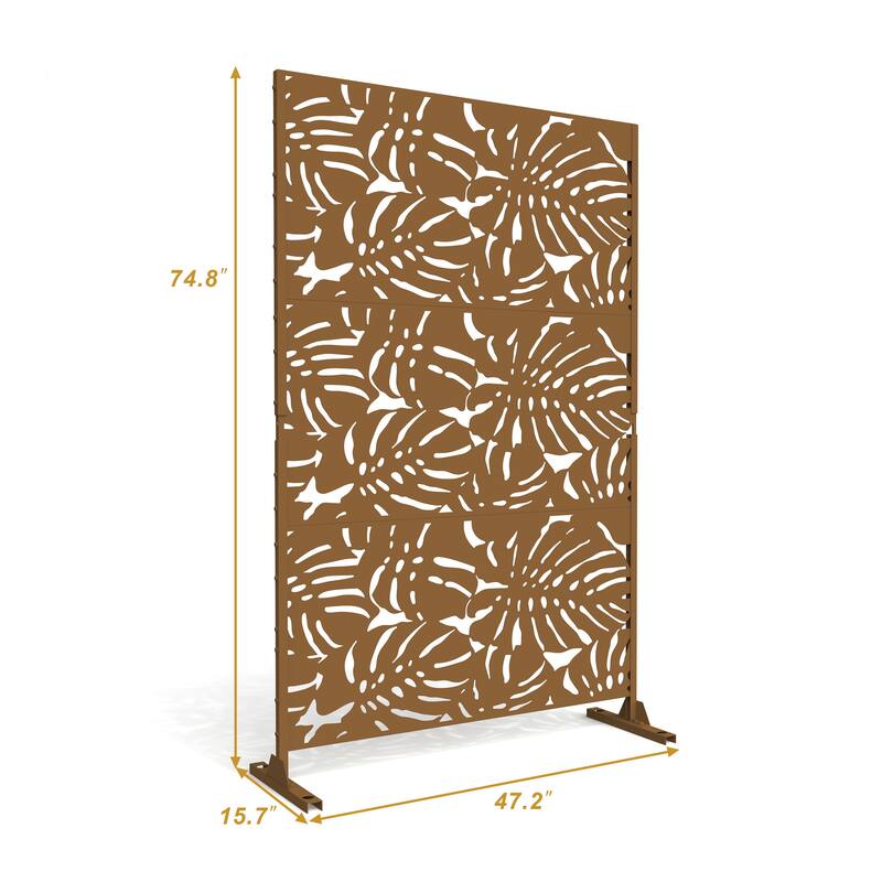 75'' x 47'' Privacy Metal Screen Fence Panel Leaf Blade Pattern