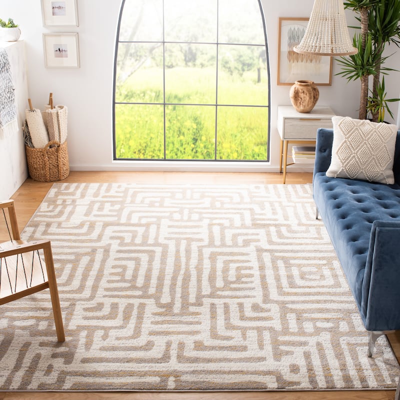 SAFAVIEH Amsterdam Majvi Modern Rug - 6'7" x 9'2" - Ivory/Mauve