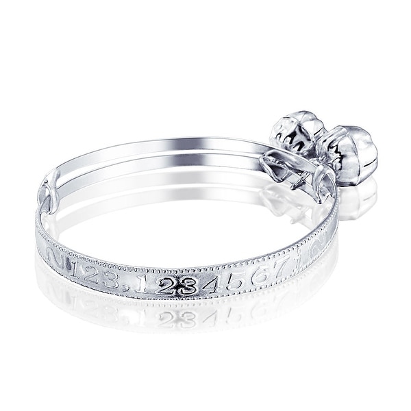 Dainty Jingle Bells Numbers Bangle Bracelet Wrists 6.5In 925 Sterling Silver Adjustable Bells Are Silver Plate