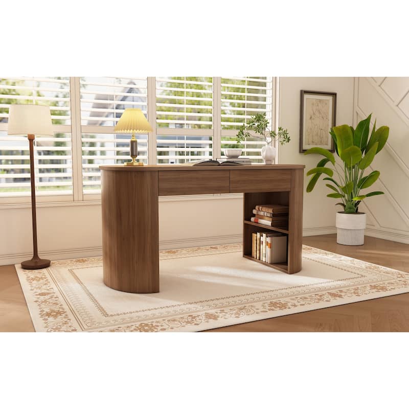 Christopher Knight Home - Quinnie Modern MDF Storage Writing Desk with Drawers and Open Shelves