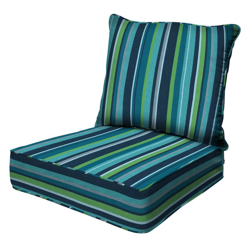 Outdoor Deep Seating Lounge Chair Cushion - Stripe Poolside