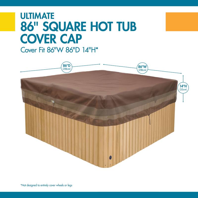 Duck Covers Ultimate Square Hot Tub Cover Cap 94in W - 86"W x 86"D x 14"H