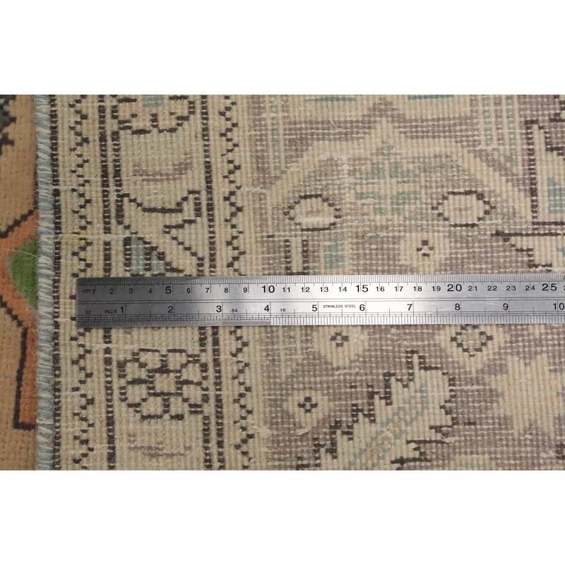 Hand Knotted Oriental 100% Wool Carpet Traditional Floral Peach Tabriz Area Rug - 11' 0'' X 8' 2''