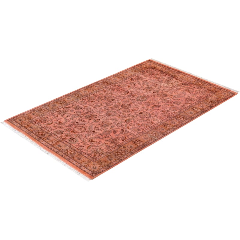 Overton Hand Knotted Wool Vintage Inspired Modern Contemporary Overdyed Pink Area Rug - 3' 2" x 5' 3"