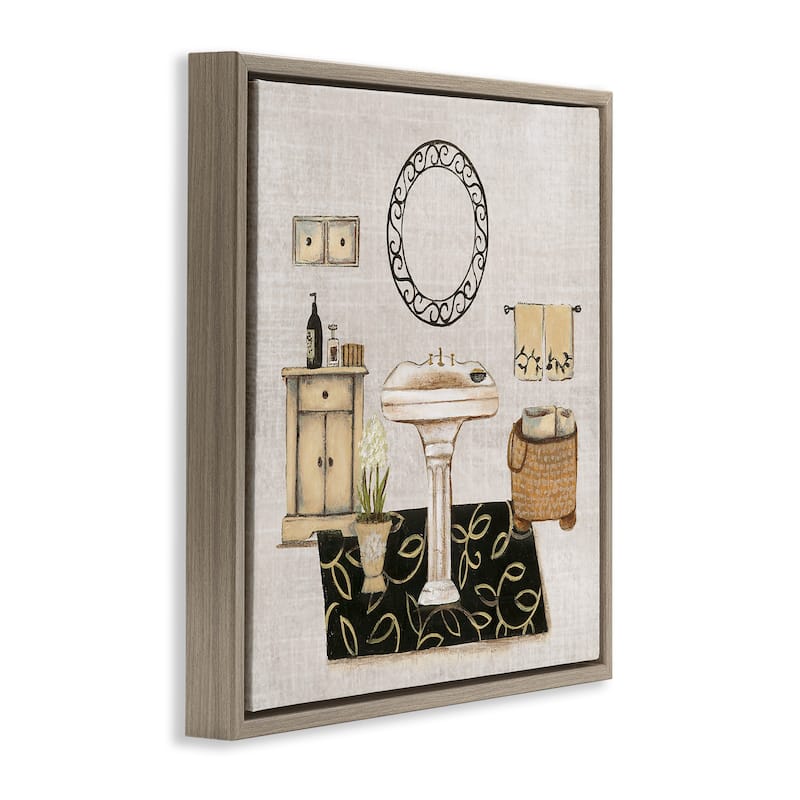 Stupell Vintage Luxurious Bathroom Framed Floater Canvas Wall Art Design By Janet Tava