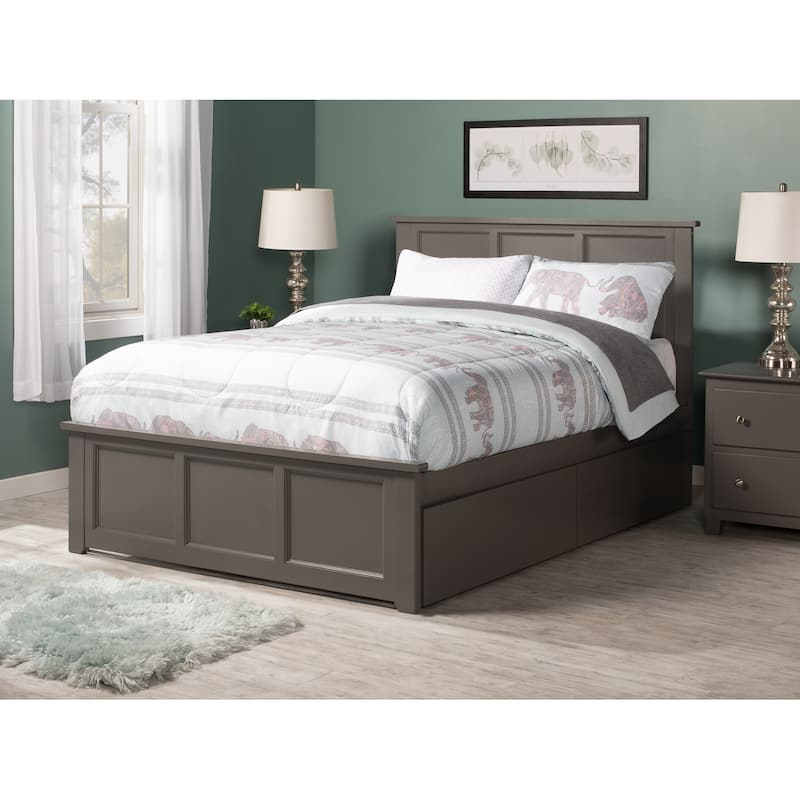 Madison Full Platform Bed with 2 Storage Drawers in Gray