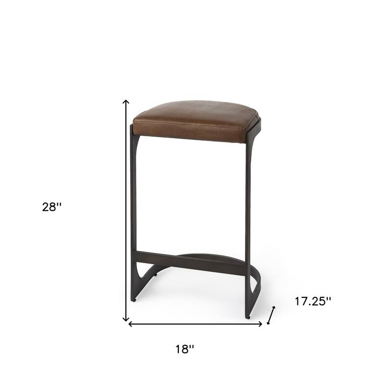Faux Leather Backless Metal Bar Stools with Footrest