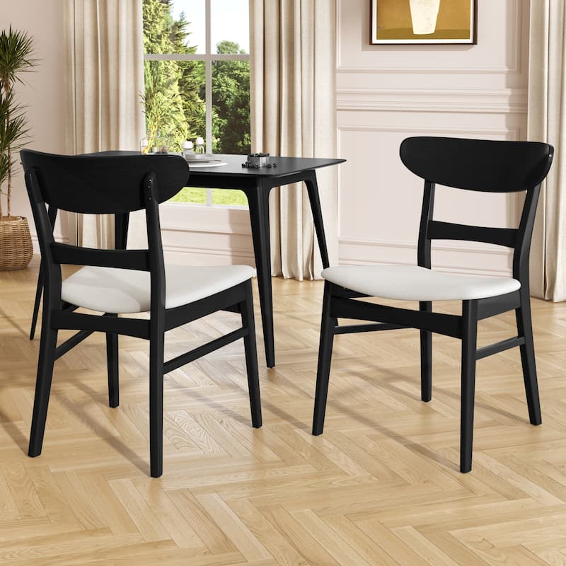 Stylish Set of Two Mid-Century Dining Chairs with Upholstery and Sturdy Legs