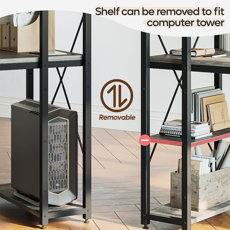 Computer Desk Home Office Computer Desk with 4 Shelves & Hooks