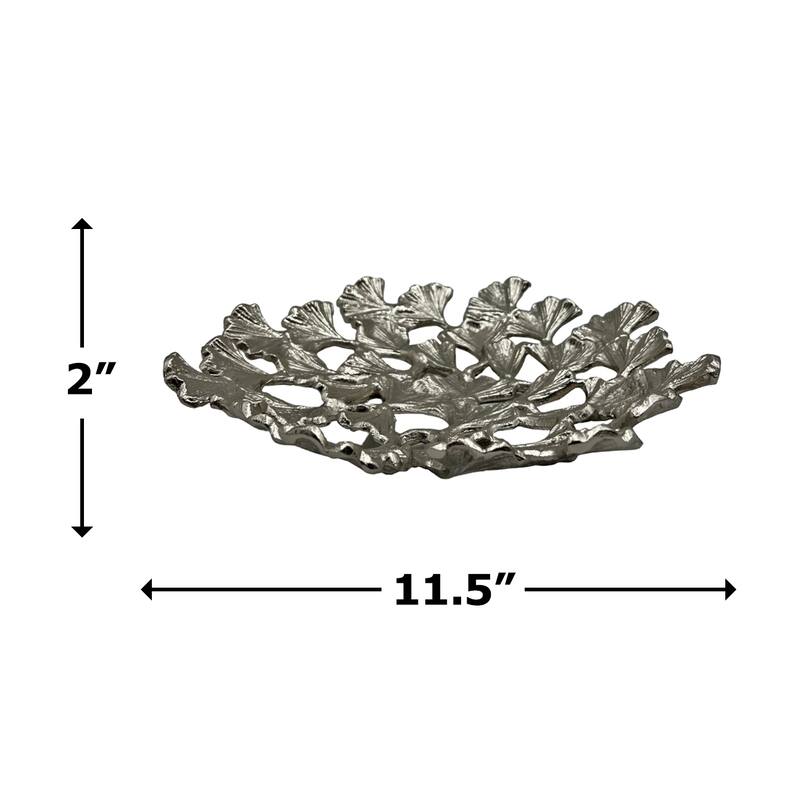 11.5 Inch Wide Decorative Handmade Aluminum Leaf Platter - 11.5 x 11.5 x 2 in