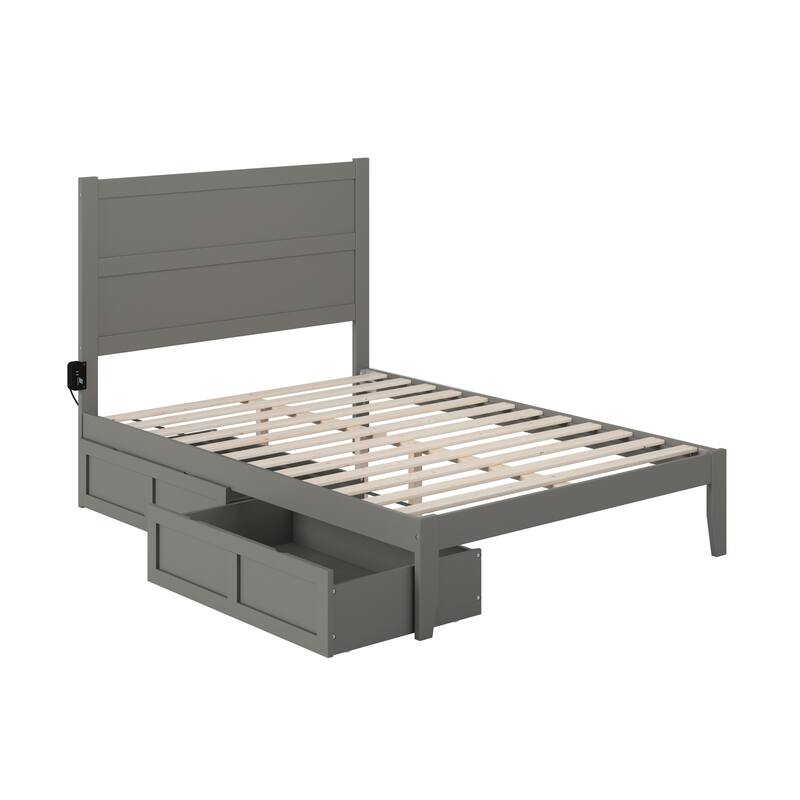 Full Size Bed with Drawers - Grey Storage Platform Bed Frame - Modern Elegance Bedroom Furniture