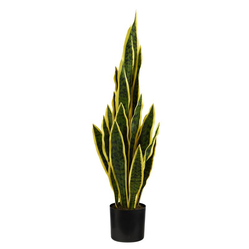 Large Artificial Plant with Planter - 34" Indoor Faux Majesty Leaf Decor - Green - 30